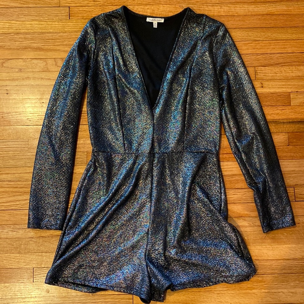Medium Charlotte Russe multicolor sparkle long-sleeved romper